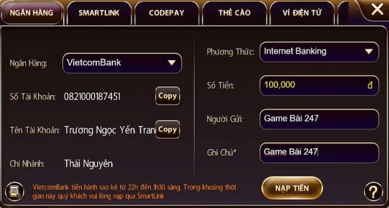 Tổng hợp phương pháp nạp tiền phổ biến nhất